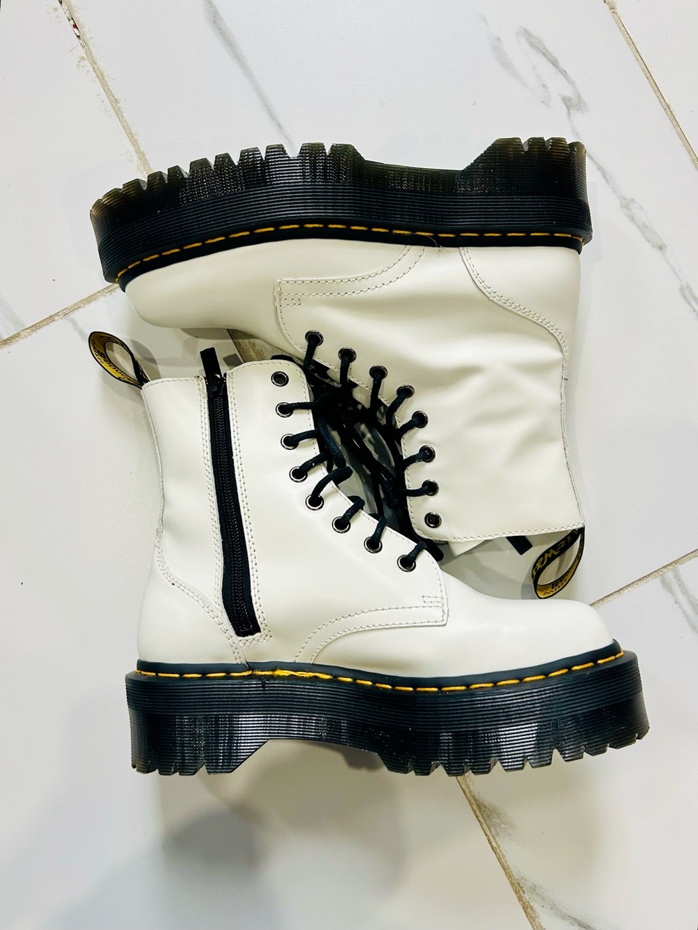 White platform doc martens